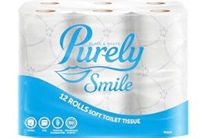 Blake & White Rollo higiénico suave Purely Smile de 3 capas, paquete de 12, PS1125, certificado FSC (el embalaje puede variar)