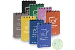 CXRYLZ 8 Pack Small Waterproof Notebook, 3x5 All Weather Pocket Notebook, Cute Notepads, Mini Spiral Field Notepad for Outdoor Activities Military Police(Colorful)