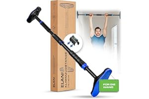 ‎ELANI ELANI – Klimmzugstange für Wandmontage 115-140 cm - ohne Bohren - mit sicherem Halt & Wasserwaage - Pull Up Bar Flur | Klimmzugstange Decke & Reckstange Indoor, Pullup Bar für Klimmzüge