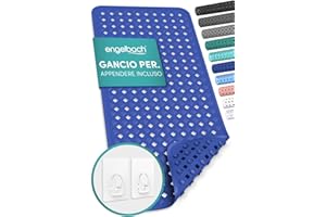 Engelbach® Tappeto vasca antiscivolo 88x40cm - Con 2 ganci per asciugatura rapida - Senza BPA, antimuffa, antibatterico e lavabile in lavatrice