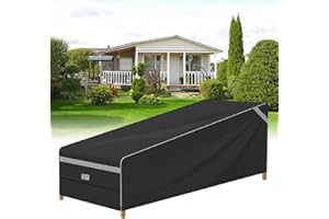 longziming Funda protectora para tumbona de jardín, funda protectora para tumbona Sun Lounger Garden, funda protectora con 4 botones a prueba de viento 210D Oxford 200 x 75 x 40/70 cm, color negro