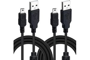 Mcbazel Lot de 2 Câbles de Charge et de Connexion USB vers Mini USB de 3 Mètres pour Manette DualShock pour PS3/Gamepad/Appareil à Port Mini avec Anneau Magnétique Anti-Interférences – Noir