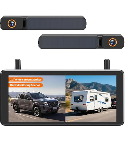 AUTO-VOX Dual Rückfahrkamera – Kabellos Mit Solar, 6 Zoll HD Split-Screen, 2 Antennen Für Starkes Signal, Ideal Für PKW, SUV, LKW & Anhänger