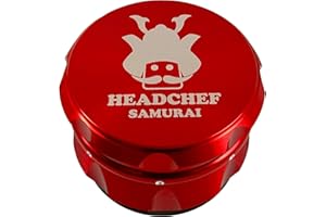 Headchef Samurai Metal Herb Grinder with Sifter Scraper – 4 Piece Grinder, 55mm (Red)