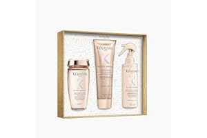 KÉRASTASE Gloss Absolu - Coffret Routine - Cheveux Longs Sujets aux Frisottis - Enrichi en Acide Hyaluronique, Acide Glycolique et Huile de Rose Sauvage - Shampoing, Après-Shampoing et Spray