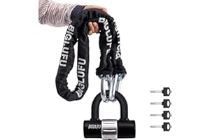 BIGLUFU Antivol Velo Antivol Moto, Chaînes Antivol Haute sécurité avec 4 clés, 100/120/150cm Longueur Antivol de moto Chaîne 10/12/15mm Dia avec Cadenas en U