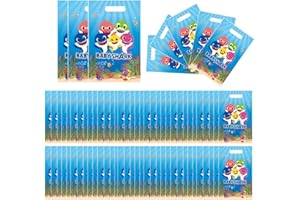 NDZYDXW 50 Pezzi Sacchettini Compleanno Bambini Baaby Shaark, Sacchetti Regalo, Sacchetto per Caramella e Biscotto, Bambini Feste di Compleanno,Borsa di Regalo per Natale,Festa, Matrimoni (25 x 16 cm)