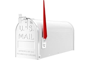 ‎WILTEC Wiltec US Mailbox weiß 150 x 513 x 223 mm, amerikanischer Briefkasten mit Fahne, Wandbriefkasten oder Standbriefkasten Stahl amerikanisches Design