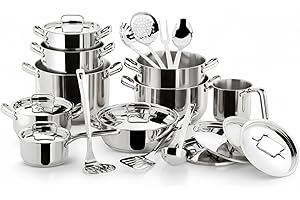 Lagostina Sfiziosa Set di Pentole Induzione, Gas e Forno in Acciaio Inox 18/10, 24 Pezzi, Fondo Lagoseal Plus, con 5 Casseruole, 3 Pentole, Bollilatte, 8 Coperchi, 7 Utensili Cucina