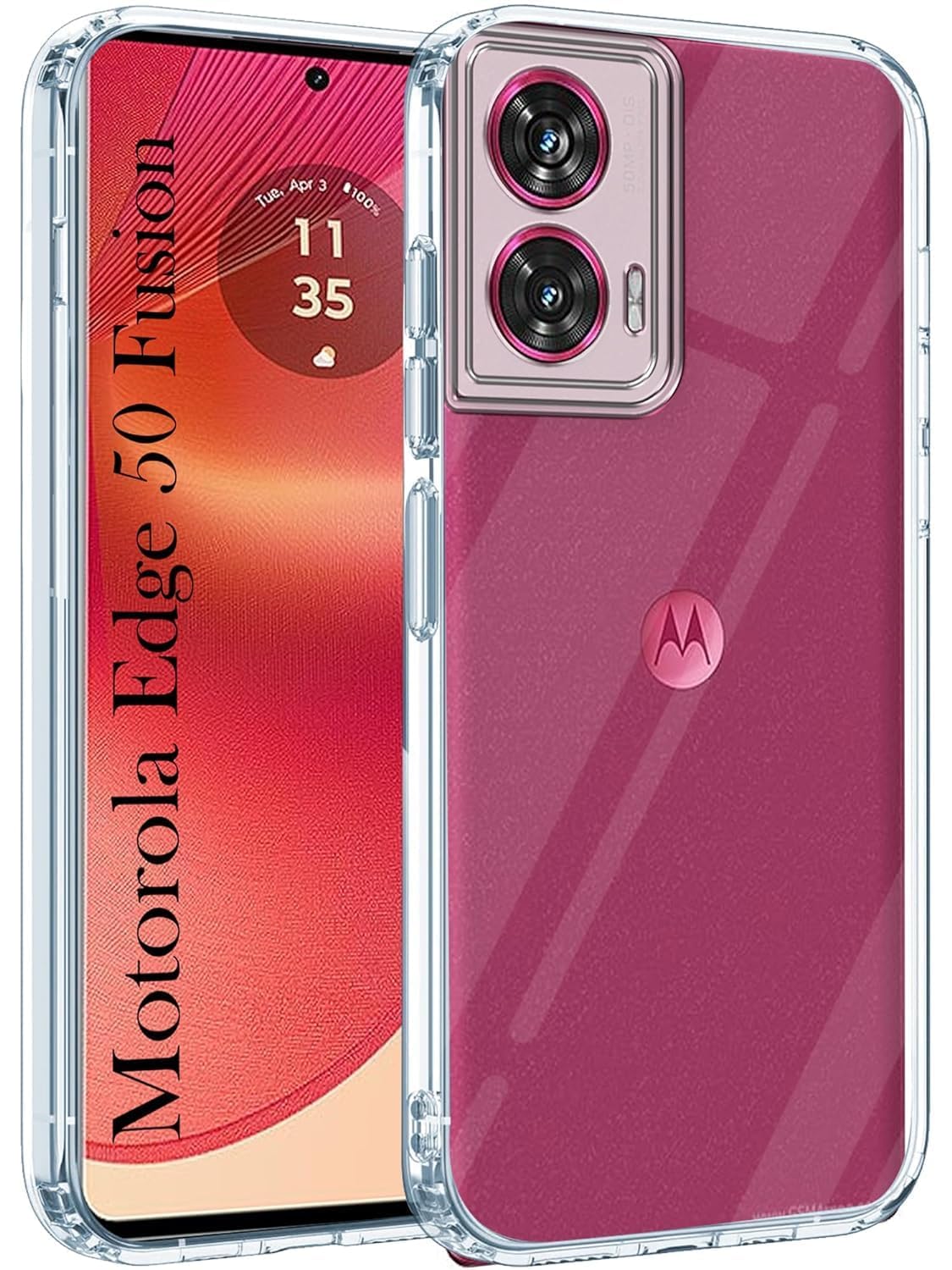 Amazon Brand - Solimo Back Cover Case for Motorola Edge 50 Fusion 5G | 360 Degree Protection | Transparent Back Cover for Moto Edge 50 Fusion 5G (PC & TPU, Transparent Bumper)