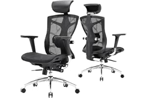 SIHOO Poltrona da ufficio ergonomica con braccioli 4D,supporto lombare a 2 vie,Profondità di seduta regolabile,Sedia da scrivania per computer con schienale alto(Nero)