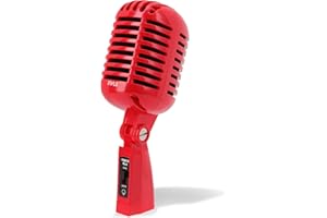 Pyle Vintage Dynamic Microphone, Retro Microphones, Classic Old Style Vocal Mics, Unidirectional Cardioid Mic w/ XLR Cable, Universal Stand Compatible, Live Performance, Studio Recording, Podcast