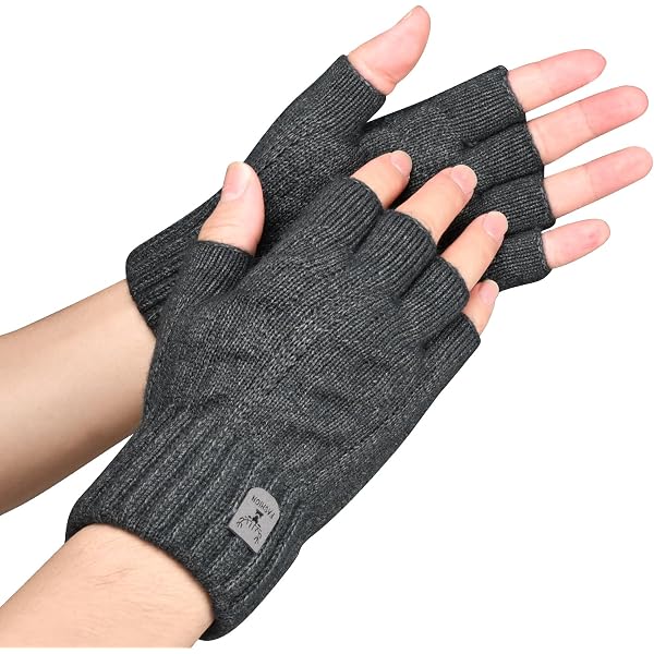 Produktbild von Nuanchu 4 Paar Winter Halbfinger Handschuhe Strick Fingerlose Fäustlinge Für Herren Damen (Schwarz, Rot, Dunkelgrau, Hellgrau