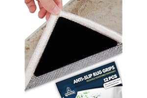 RUGISTIC Rug Gripper 12 Pcs Triangle - Washable & Reusable Grippers Pad for laminate Floor - Suitable Carpet Grippers for Marble, Wooden Floors & More