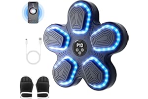 JUOIFIP Smart Wall Mounted Music Boxing Machine with 9-Level Speed & 10 Modes Adjustment, USB Charging One Punch Boxing Game Training Equipment with Bluetooth Connection & LED Light