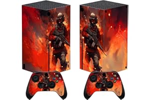PlayVital Stickers Manette pour Xbox Series X,Autocollant Protection pour Xbox Series X Console Accessoires Skin Habillages-Feu de Guerre
