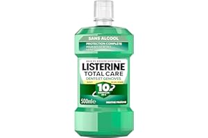 Listerine Totalna pielęgnacja zębów i dziąseł do płukania jamy ustnej lżejszy smak 0% alkohol (butelka 500 ml) - pielęgnacja jamy ustnej 10 w 1 - Bezalkoholowy płyn do płukania jamy ustnej dla