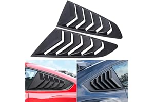 E-COWLBOY Side Window Louvers for Ford Mustang 2015 2016 2017 2018 2019 2020 2021 2022 2023 Windshield Sun Shade Cover Vent GT Lambo Style Custom Fit All Weather ABS (Matte Black)