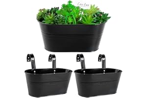BOFUNX 2pcs Macetas de Metal Colgante con Soporte Extraíble Cubo Macetero Plantador con Gancho Doble Decoración Exterior Balcón Jardín Patio Pared Terraza para Flores y Plantas