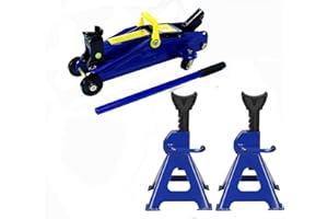 XINNG Trolley Jack 2 Tonne Low Profile Hydraulic Floor Car Lift with Carry Case & Axle Stands 3 Tonne Safety Lifting Sturdy Feet 2 Year Warranty