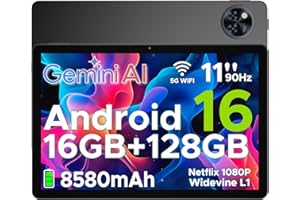 DOOGEE U11 Tablet 11 Pulgadas, Tablet Android 16 Octa Core 5G WiFi, 16GB RAM+128GB ROM (TF 2TB) 8580mAh | Tableta Niños Widevine L1 | Bluetooth 5.0 | 13MP+5MP | Face ID | GPS | OTG