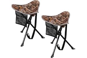 REDCAMP Lot de 2 tabourets Pliables légers et Portables à 3 Pieds pour Adultes Sac à Dos de pêche Chasse Camouflage