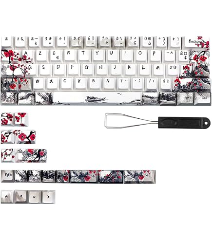 Set De 136 Touches Clavier Mécanique PBT - Profil Cherry - Style Manga Rétro Blanc - Compatible Switches Cherry/Gateron MX - 3