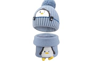 TAGVO Ensemble Bonnet Écharpe Tricoté Chaud pour Enfants - Hiver Épaissi Doublé Polaire Thermique avec Cache-Cou - Pour Garçons et Filles 3-6 Ans