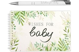 MOOSONO Baby Shower Book, Wishes for Baby Scrapbook with Pen, Baby Shower Book to Sign, Baby Shower Games Advice Book, Baby Photo Album Memory Book