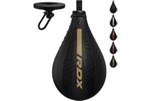 RDX Palla Veloce Boxe, Pelle Maya Speedball Pelle Maya, Perfetto per MuayThai, Formazione MMA, Allenamento Velocità Combattimento Fitness Sacco da boxe, Allenamenti in casa e in palestra esercizi