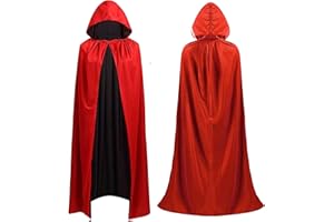 FASCHINFEVER Umhang rot & schwarz mit Kaputze - für Halloween & Fasching & Karneval Vampir Kostüm für Kinder & Erwachsene, Beidseitig