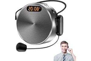 CISSIYOG Amplificateur Voix,Amplificateur Voix Portable,Microphone sans Fil Bluetooth Rechargeable,avec Casque Filaire et Tour de Taille,2600mAh,pour Enseignants,Réunion, Guides Touristiques