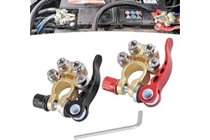 TECHFECTION 2 Pcs Battery Terminal Connectors Leisure Car Battery Terminals 12V 24V Car Battery Connectors Pure Brass 4 Way Quick Release Positive and Negative for Cars, Trucks, Ships, Mobile Homes Buses Caravan