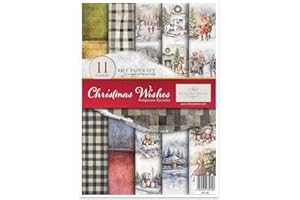 ITD Collection - Papel de arroz Decopatch - Decoupage - Papel de diseño para decoupage - Hojas de papel de arroz - A4 29,7 x 21 cm - Christmas Wishes - RP-082