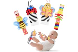 MPQMPQ Baby Toys 0-6 Months,Baby Wrist and Ankle Rattles Foot Finder Sensory Socks Toys for Newborn 0 3 6 9 12 Months Boys and Grils Ideal Baby Shower or Birthday Gifts