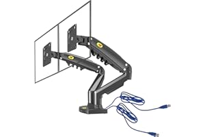 Ergosolid Support de Bureau pour 2 écrans PC LCD LED 17 "- 27" ( USB 3.0 ) réglage dans Plusieurs Axes, Pivot, Ressort à gaz jusqu'à 2x9 kg