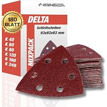 Papier Abrasif Velcro Triangulaire – Lot De 60 Feuilles Grains 40 à 240 – Pour Ponceuse Delta, Bois, Métal, Résine époxy