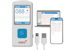 ‎PULOX Pulox PM10 Mobiles Einkanal EKG-Gerät - Wireless EKG-Monitor für Zuhause mit Analyse, Smartphone-App & PC-Software