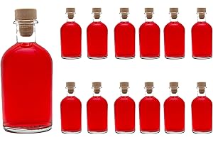 SLKFACTORY casavetro Bottigliette Vetro Con Tappo Sughero - 250 ml - Bottiglia Vuota in Vetro per Vino, Liquore, Acqua, Succo di Frutta, Conserve, Latte, Olio, Birra, Vino, Estratti, Amari (12 x 250 ml)