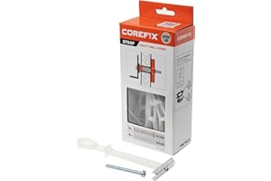 Corefix Strap Cavity Wall Fixing 8 Pack (M5x60mm), Heavy Duty Metal Universal Toggle for Plasterboard, Hollow Brick or Block. Secure Hold, Easy to Install & Adjustable Up to 35mm Deep.
