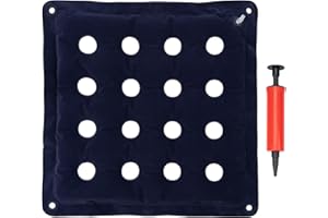 LEIKEDUN Pressure Relief Cushion for Prevention Sores Inflatable Seat Air Cushions for Bottoms Flocking 16 Holes Square Pressure Cushions,Cushion Anti Bedsore with Bonus Air Pump for Wheelchair Office Chair