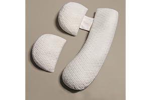 SHANNA Poduszki ciążowe do spania, ulepszona rozszerzona poduszka ciążowa, poduszka do ciała dla kobiet w ciąży ze zdejmowaną, zmywalną poszewką, wsparcie brzucha, pleców (biała)