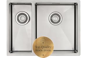 Kitchen Sink Mizzo Linea 18-34x40cm | 1.2mm Stainless Steel 1.5 Bowl with Satin Finish | Rounded Corners Basin (Radius 10mm) | 60cm Cabinet | Undermount Flushmount or Topmount Installation