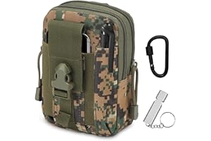 ZUMHIGH Elemento Esencial para Aventuras al Aire Libre Bolsa táctica para Hombres con cinto, versión Mejorada en Nylon Impermeable, con mosquetón y Silbato de Supervivencia, diseño con múltiples Bolsillos