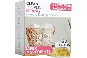 THE CLEAN PEOPLE Clean People Laundry Washing Capsules - Recyclable Packaging, Hypoallergenic, Stain Fighting - Ultra Concentrated, Laundry Soap - Spring Scent, 32 Pack