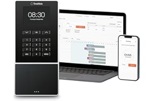 TIMEMOTO TM—616 Cloud-Based Employee Time Clock with RFID Badge/Keyfob and PIN, For Up to 200 Users, Worked Hours Reporting, Scheduling, Timesheets, Wi-Fi, App for iOS/Android