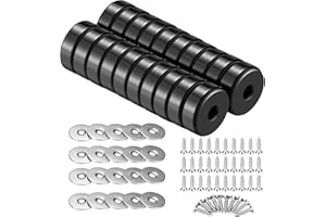 LDUDU Neodym Magnete Extra Stark 20 Stück 12KG Kraft 20 x 7 mm mit Loch, Senkkopf-Topfmagnet mit Schrauben und 20 Stahlkissen für Badezimmer, Küchen, Büros, Lager, Garage (schwarz)