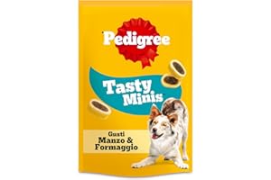 Pedigree Tasty Minis, Snack per Cani al Gusto Formaggio e Manzo, 6 Confezioni da 140g