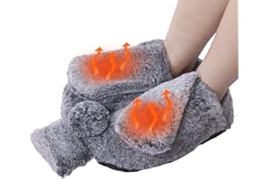 WARMTUYO Fußwärmer Wärmflasche für die Füße, Wärmeflasche mit Bezug, 2L Gummi Weichem Plüschbezug, 2 in1 Handwärmer für Männer und Frauen, Bettflasche für Schmerzlinderung