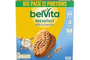 Belvita Breakfast Biscuits Milk & Cereals, a Source of Fibre, 12 x 45 g Biscuits (Pack of 1)